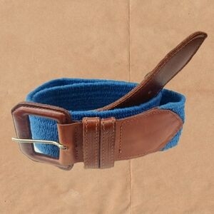 Talbots Blue And Tan Leather Belt